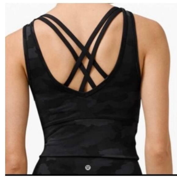 Lululemon Power Pivot Black Camo Deep V Tank Top Size 4 - Picture 2 of 6